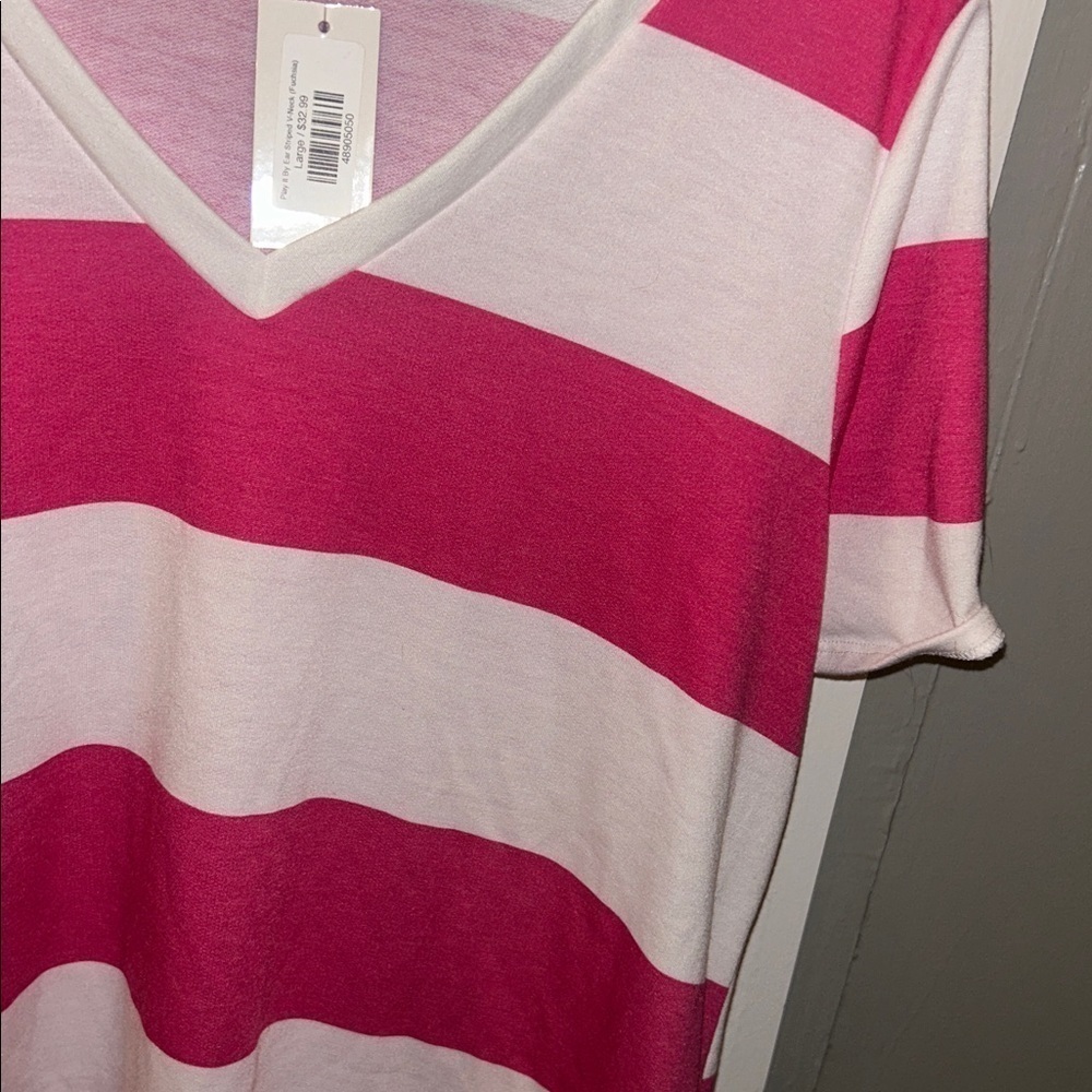 NWT BIBI Striped Vneck- Large - Picture 3 of 5
